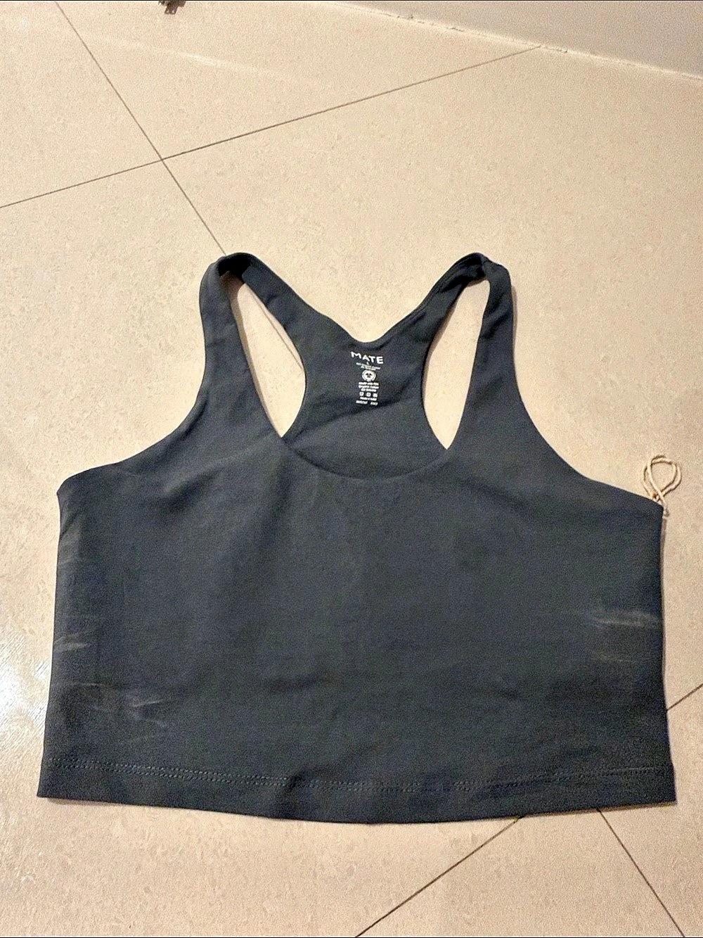 MATE Organic Stretch Crop Racer Tank Racerback Tank Black Size Medium Like New
